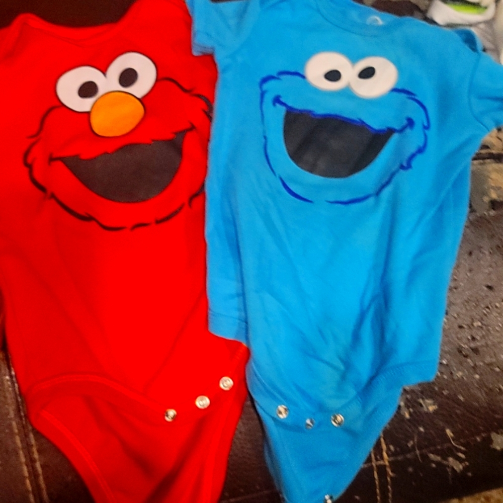 Elmo and cookie monster onsie
